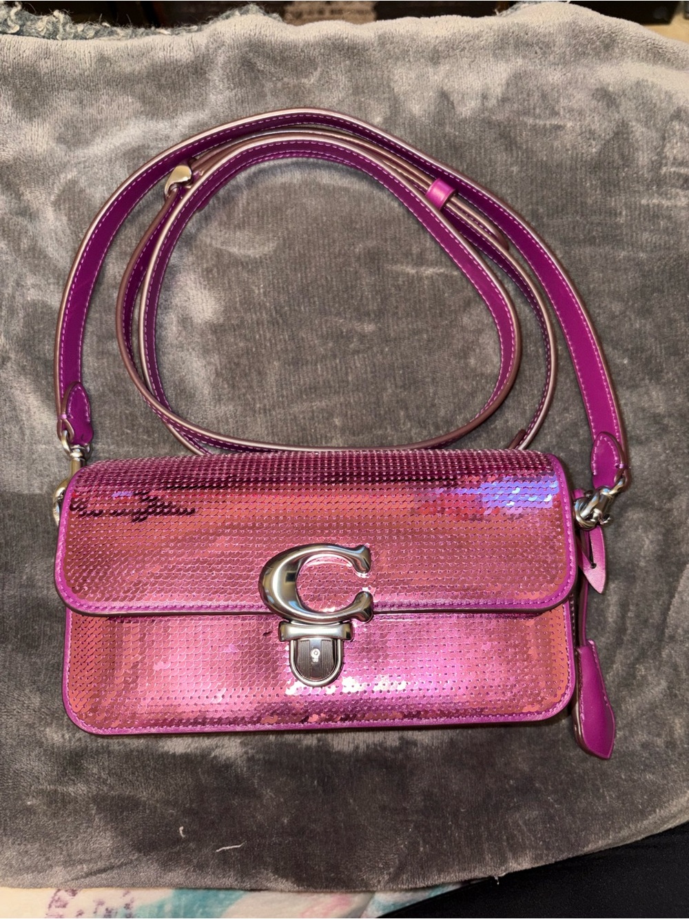Coach pink sequin tabby bag